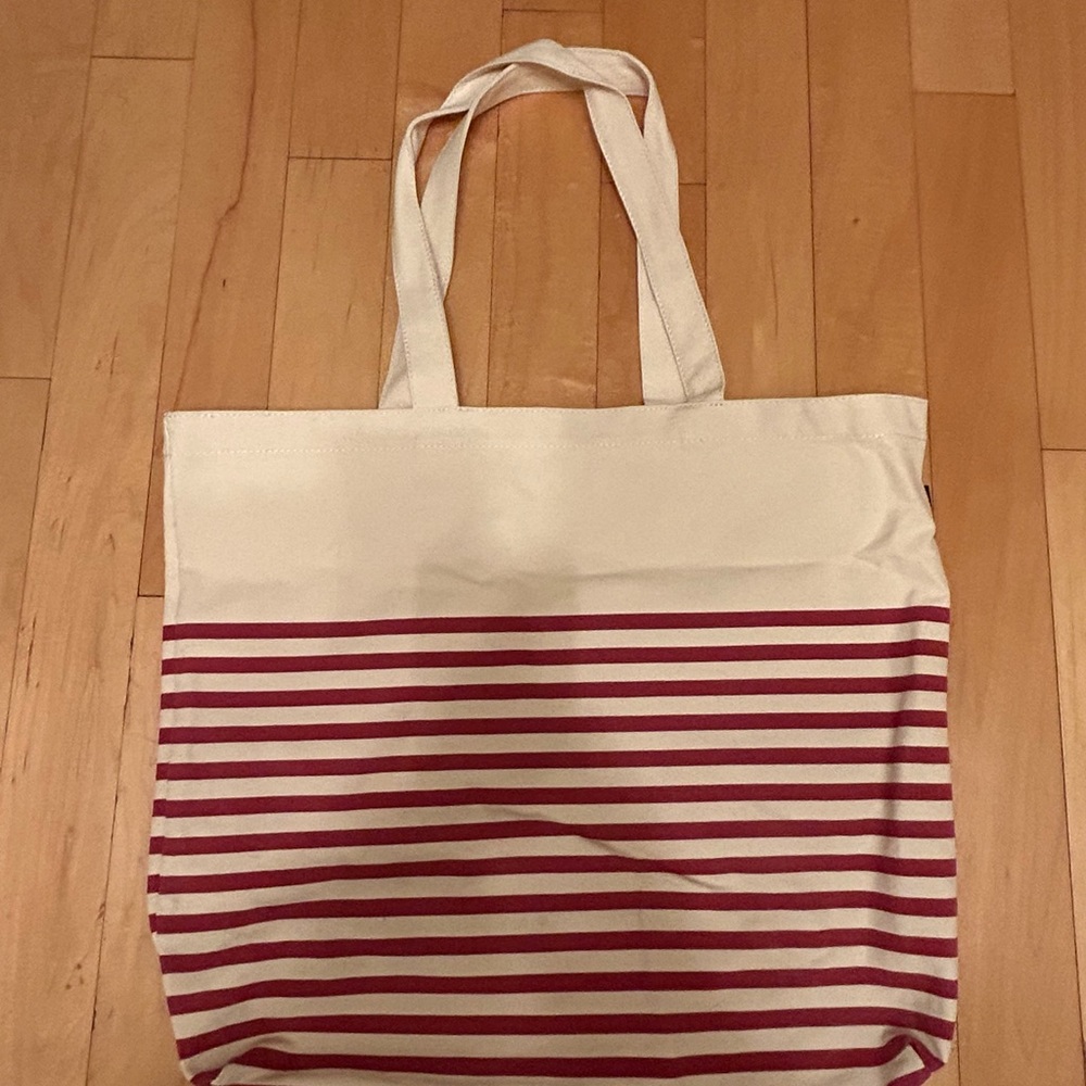 2 Pack! JCREW canvas tote with red stripes.
